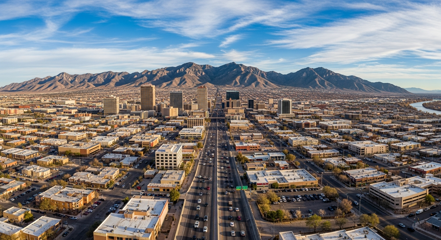 El Paso Car Insurance - El Paso Texas cityscape with Franklin Mountains